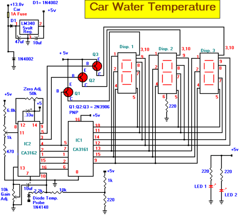 Đo nhiệt độ nước trên oto sử dụng IC CA3161 và CA3162